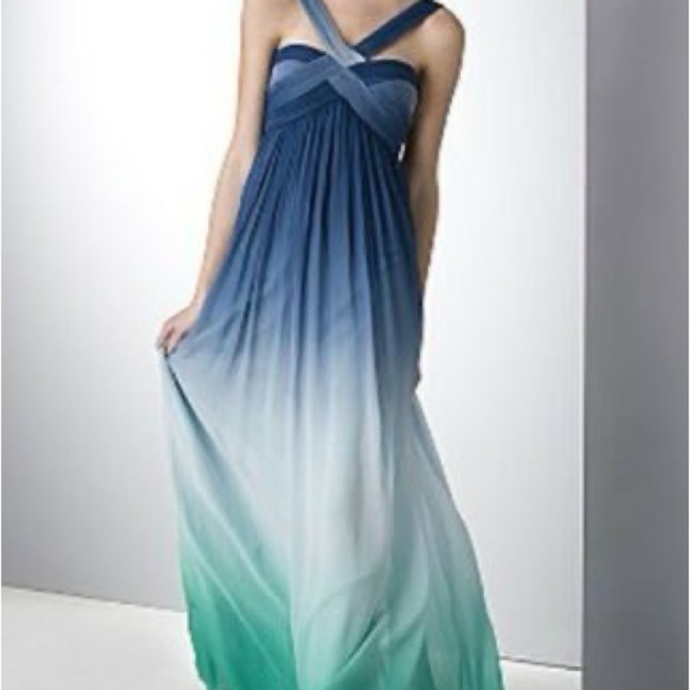 BCBGMaxAzria Blue and Green Ombre Maxi Dress